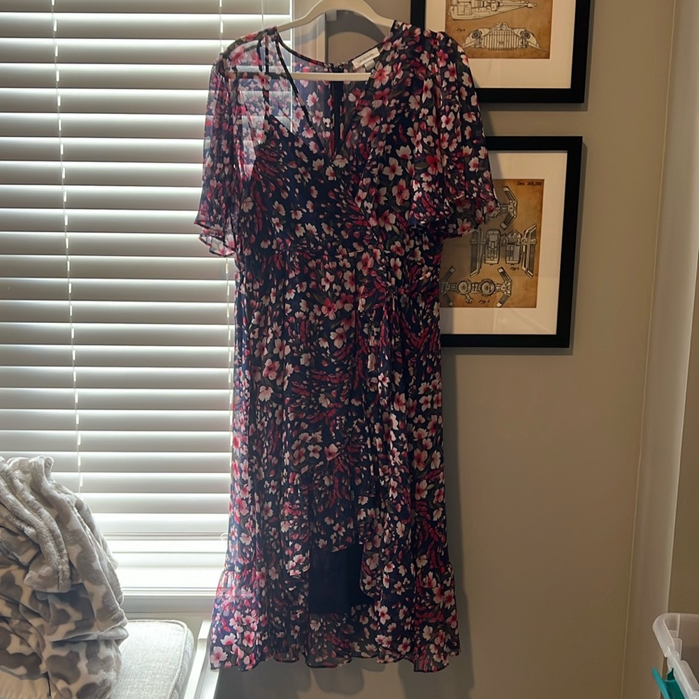 Calvin Klein Chiffon Print High-Low Dress 12